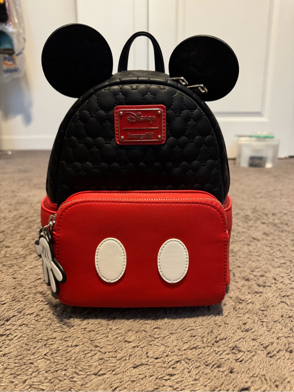NWT Loungefly Quilted black and Red Mickey Ear Mini Backpack